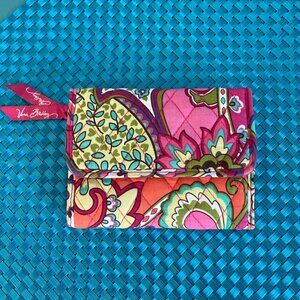 Vera Bradley Pink Swirl Print Quilted Small Trifold Wallet
